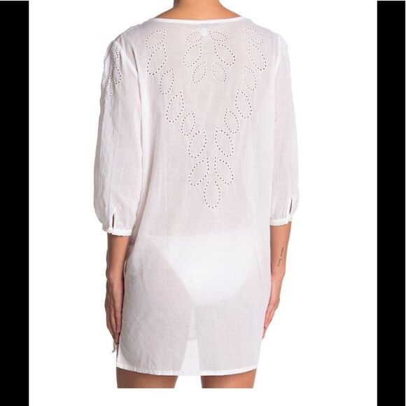 ECHO Ocean Eyelet Tunic Dress,‎ Beach Cover Up, White, Size Small, NWT - Picture 2 of 8